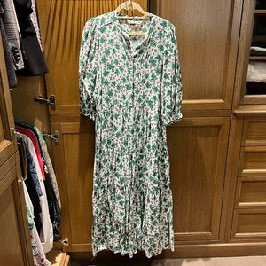 ZARA green and white dress